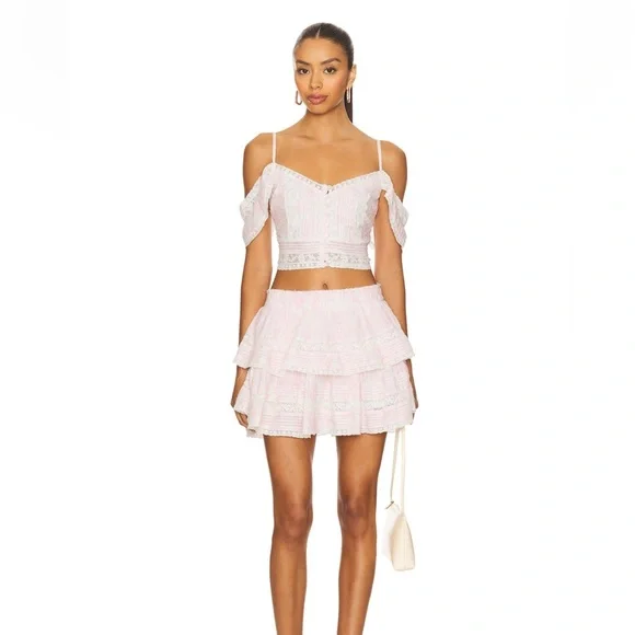 Love shack fancy ruffle tie dye mini skirt - Picture 2 of 10